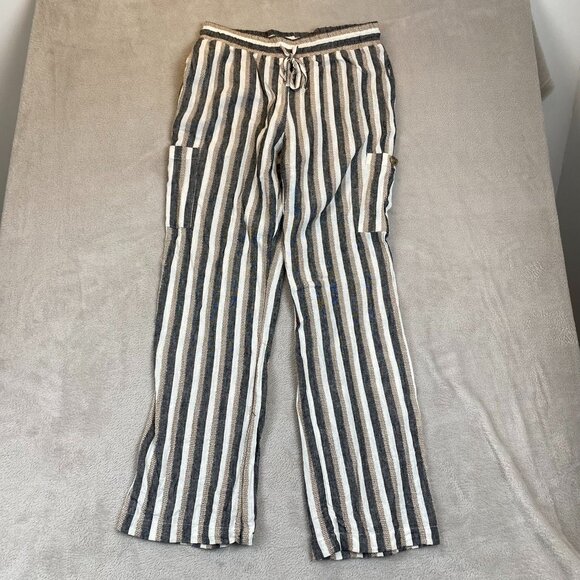 Marissa Olivia Womens Striped Linen & Rayon Blend Casual Pants With Drawstring W - Picture 8 of 9